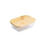 COSSY PLUS BOROSILICATE GLASS STORAGE CONTAINER 640ML WITH BAMBOO LID -RECTANGULAR