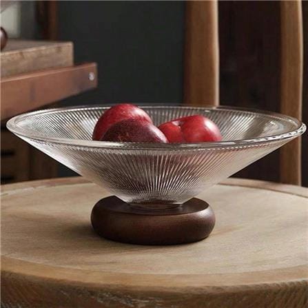 COSSY PLUS GLASS SERVING BOWL 32CM WITH WOODEN STAND