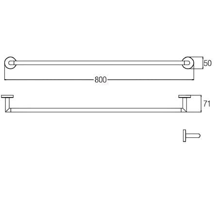 JOHNSON SUISSE TOWEL RACK 80CM WBBA100266CP POLISHED