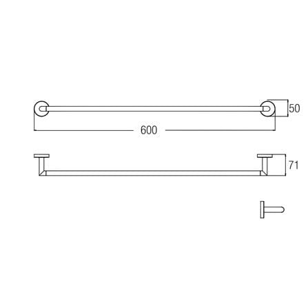 JOHNSON SUISSE TOWEL RACK 60CM WBBA100265CP POLISHED