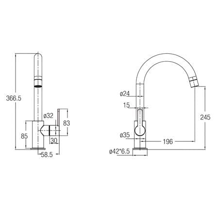 JOHNSON SUISSE MURANO STAINLESS STEEL 1/2" PILLAR SINK TAP WBFA301423SS