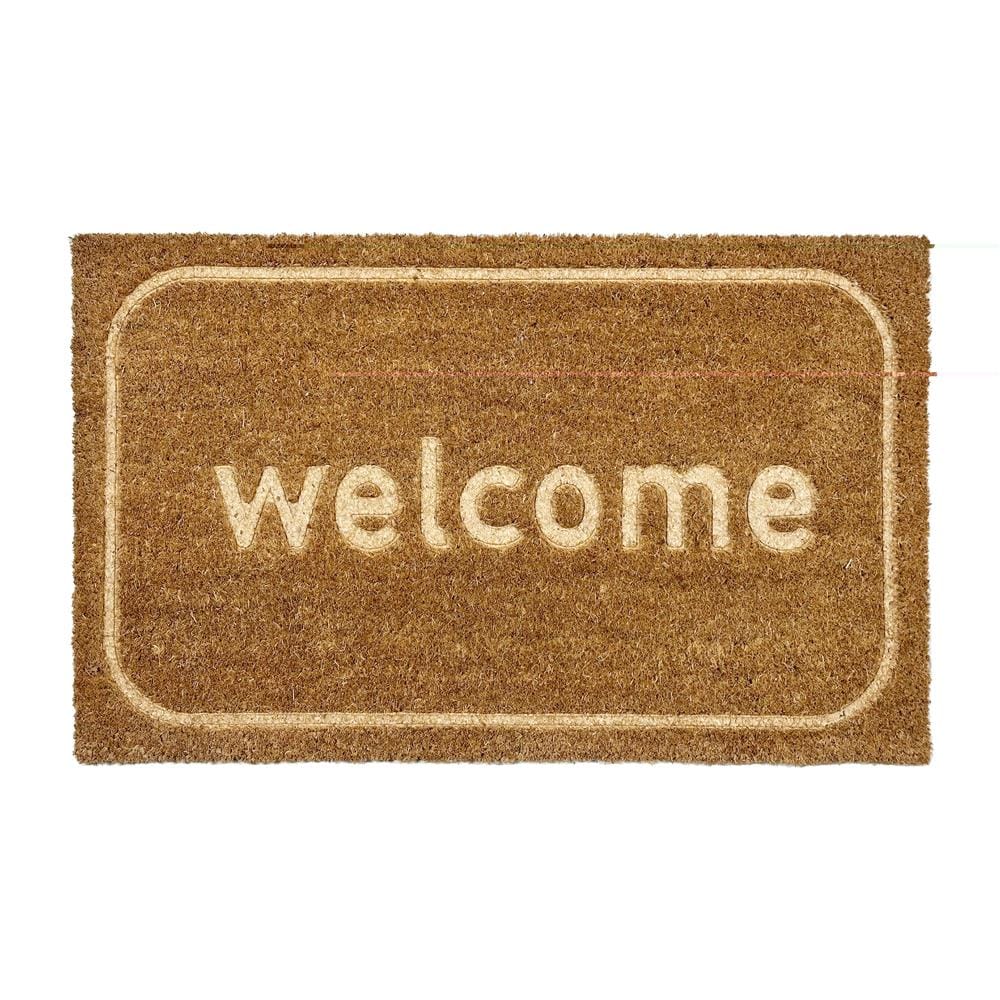 HLS DUST MAT COIR WELCOME 45X75CM BROWN