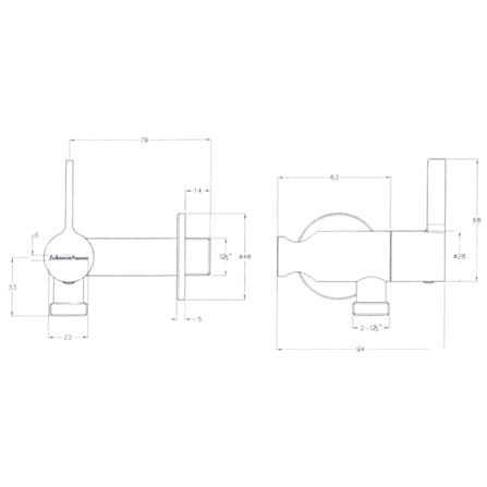 JOHNSON SUISSE LIRA 1/2" ANGLE VALVE WITH HANDSHOWER HOLDER WBFA301676CP