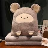 HLS PLUSH CUSHION BLANKET HEDGEDOG GRAY