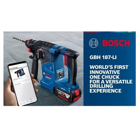 BOSCH 18V CORDLESS ROTARY HAMMER GBH187-LI ONE CHUCK KIT (X2 4.0Ah BATTERIES)