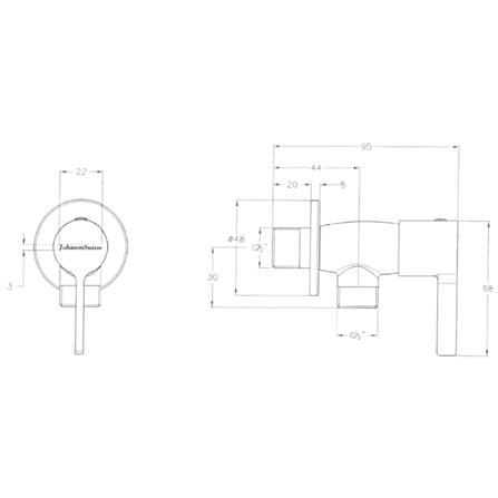 JOHNSON SUISSE LIRA 1/2" ANGLE VALVE  WBFA301669CP