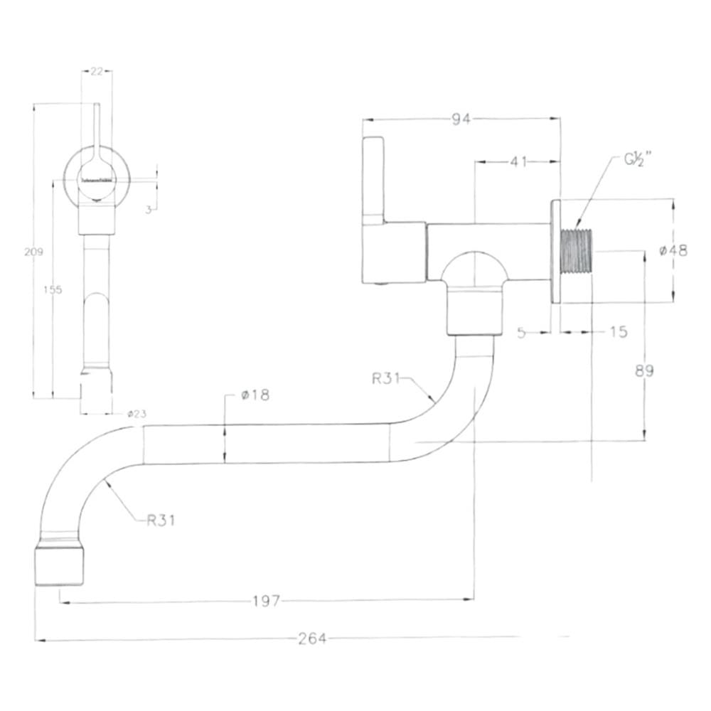JOHNSON SUISSE LIRA 1/2" ABLUTION TAP WBFA301674CP