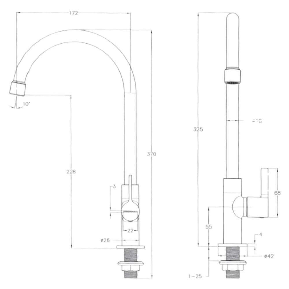 JOHNSON SUISSE LIRA 1/2" PILLAR SINK TAP WITH SWIVEL (ROUND) WBFA301672CP