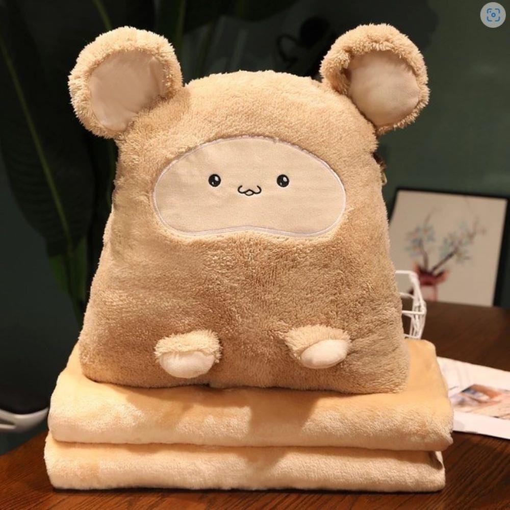 HLS PLUSH CUSHION BLANKET HEDGEDOG BEIGE
