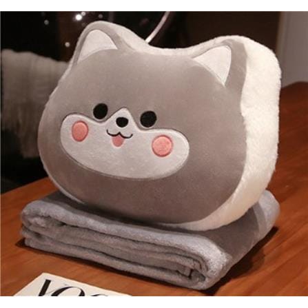 HLS PLUSH CUSHION BLANKET HUSKY GRAY