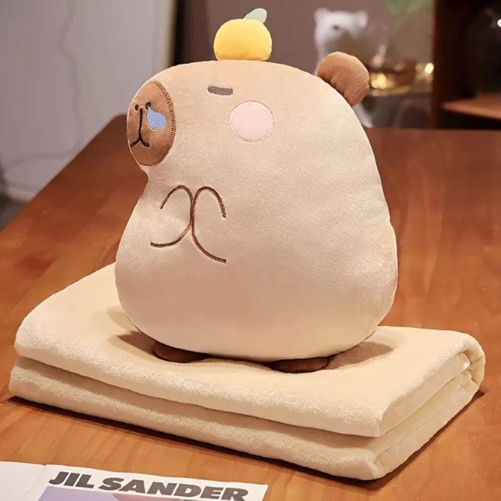 HLS PLUSH CUSHION BLANKET CAPYBARA BEIGE
