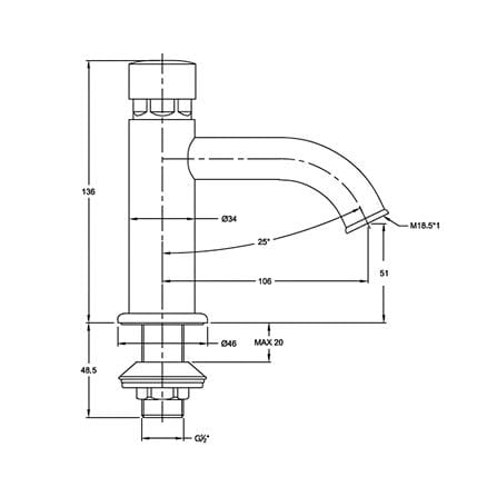 JOHNSON SUISSE BASIN FAUCET SELF CLOSING WBFA301624CP CHROME