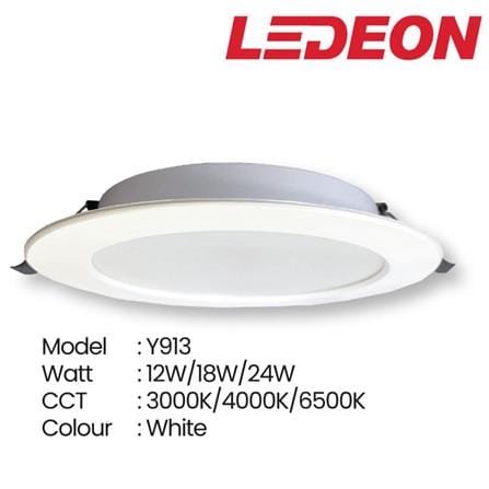 LEDEON LED RECESSED DOWNLIGHT Y913 18W DAYLIGHT(6500K) WHITE ROUND 6"