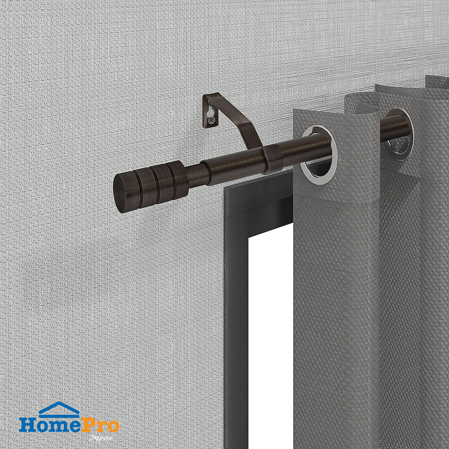 HLS CURTAIN ROD 19MM CANDERA 120-210CM DARK BROWN