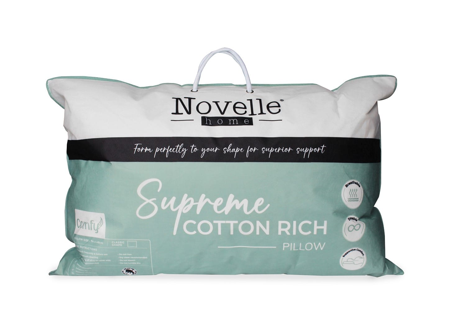 NOVELLE SUPREME COTTON RICH PILLOW 48X74CM WHITE