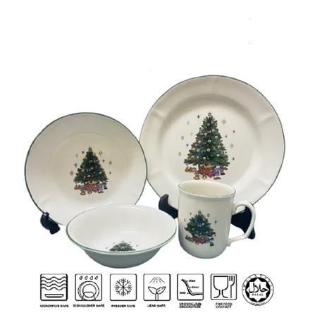 CLAYTAN 4 PCS SINGLE SET (1PAX) LEAD SAFE CERAMIC TABLEWARE MICROWAVE SAFE - TIS THE SEASON