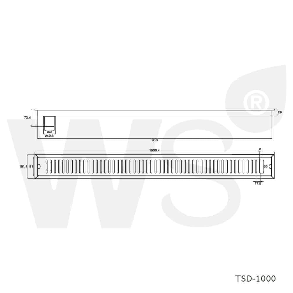 WS TRAP RAIL FLOOR DRAIN WS TSD-1000 100CM