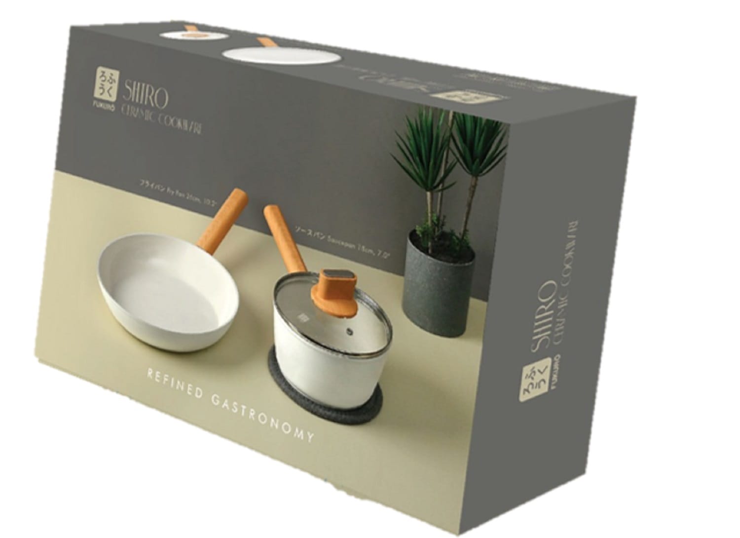 FUKURO SHIRO 3IN1 CERAMIC NON-STICK COOKWARE SET (FP26 + SP18 +Glass Lid)