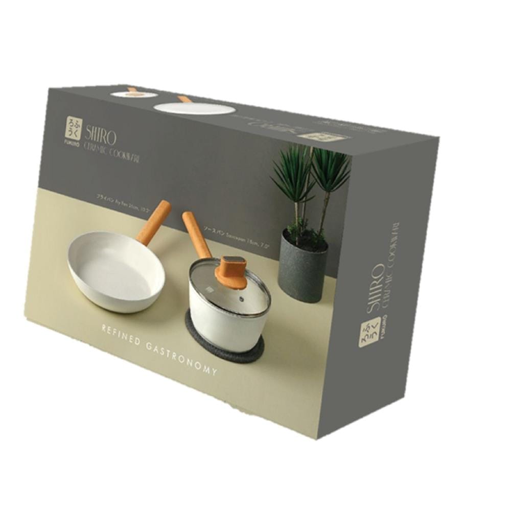 FUKURO SHIRO 3IN1 CERAMIC NON-STICK COOKWARE SET (FP26 + SP18 +Glass Lid)