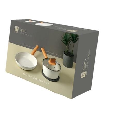 FUKURO SHIRO 3IN1 CERAMIC NON-STICK COOKWARE SET (FP26 + SP18 +Glass Lid)