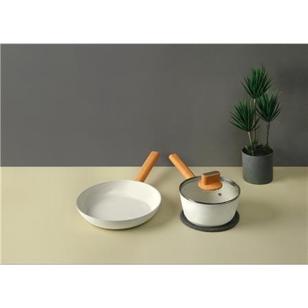 FUKURO SHIRO 3IN1 CERAMIC NON-STICK COOKWARE SET (FP26 + SP18 +Glass Lid)