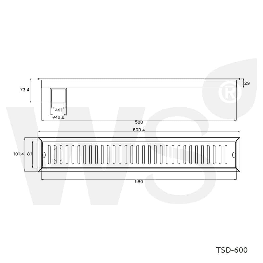 WS TRAP RAIL FLOOR DRAIN TSD-600 60CM