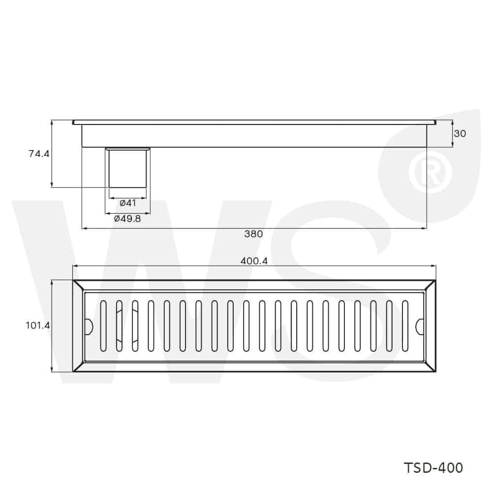 WS TRAP RAIL FLOOR DRAIN TSD-400 40CM