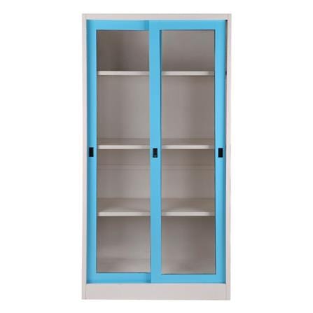 HIGH CABINET WITH SLIDING GLASS DOOR KIOSK SGD-18 BLUE [EXCLUSIVE FROM HOMEPRO THAILAND]