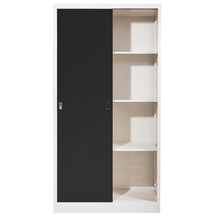 STORAGE CABINET WITH SLIDING DOORS KIOSK TM-90 WHITE/BLACK [EXCLUSIVE FROM HOMEPRO THAILAND]