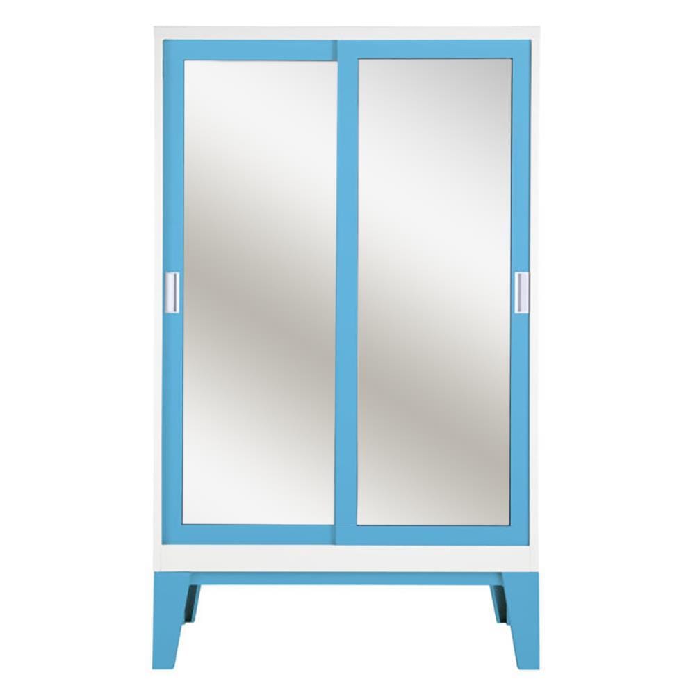 WARDROBE WITH SLIDING MIRROR DOORS KIOSK WD-05 LIGHT BLUE [EXCLUSIVE FROM HOMEPRO THAILAND]
