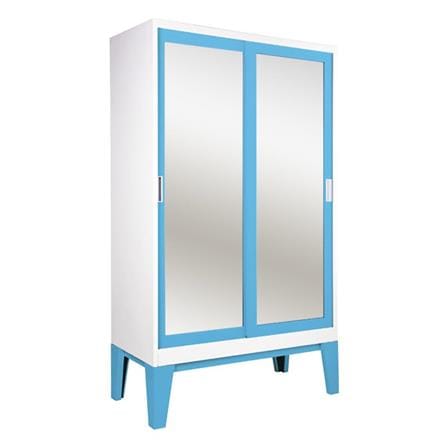 WARDROBE WITH SLIDING MIRROR DOORS KIOSK WD-05 LIGHT BLUE [EXCLUSIVE FROM HOMEPRO THAILAND]