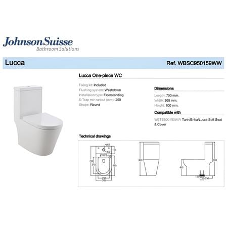 JOHNSON SUISSE LUCCA 4.5/3L 1P TOILET SET WBSC950159WW