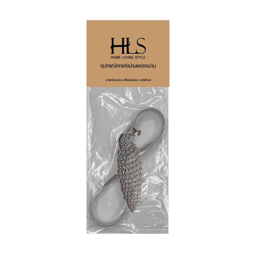 HLS CURTAIN TIE BACK PEACOCK SILVER