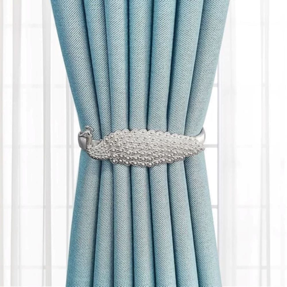 HLS CURTAIN TIE BACK PEACOCK SILVER