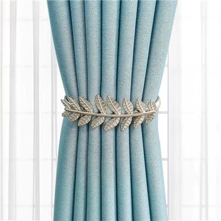 HLS CURTAIN TIE BACK PINE LEAF SILVER