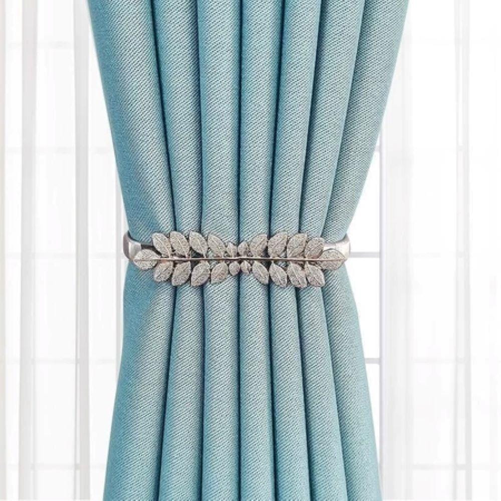 HLS CURTAIN TIE BACK LEAF SILVER
