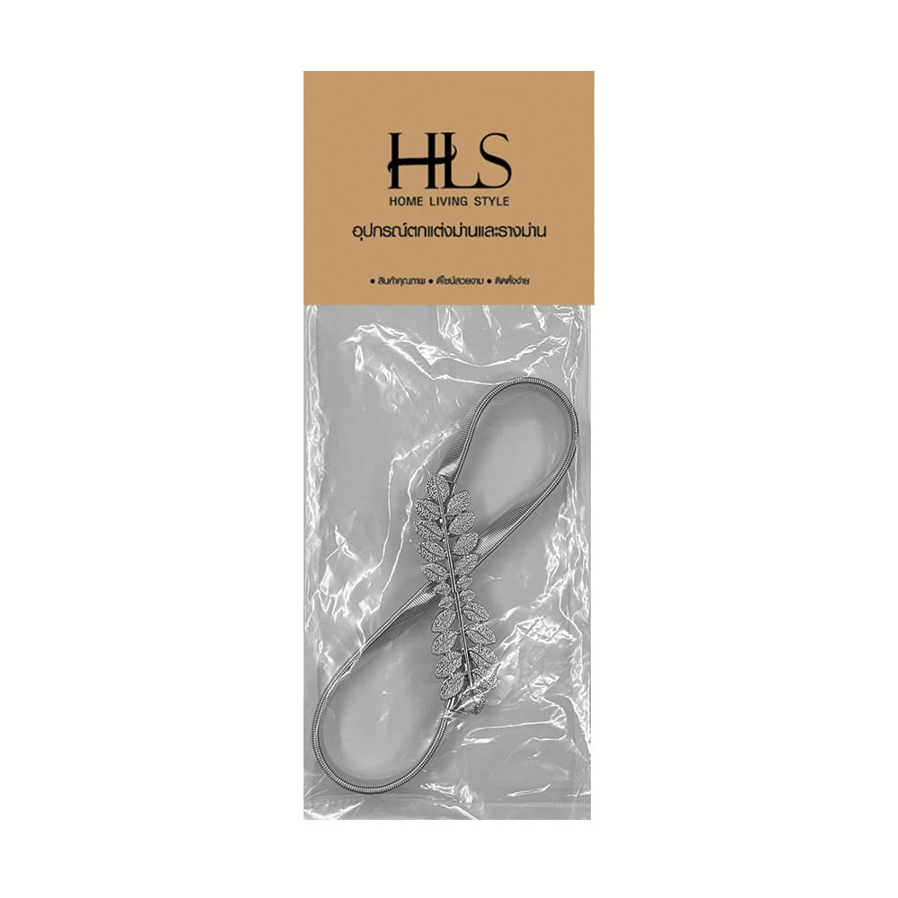 HLS CURTAIN TIE BACK LEAF SILVER