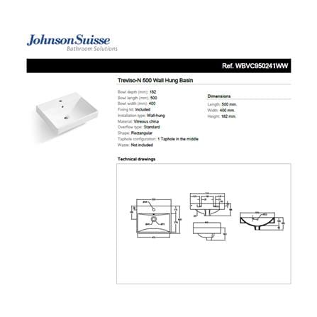JOHNSON SUISSE TREVISO-N 500 BASIN SET WBSC950215WW WHITE
