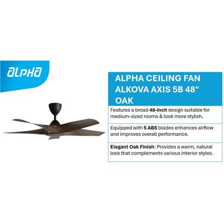 ALPHA CEILING FAN ALKOVA AXIS 5B OAK 48"