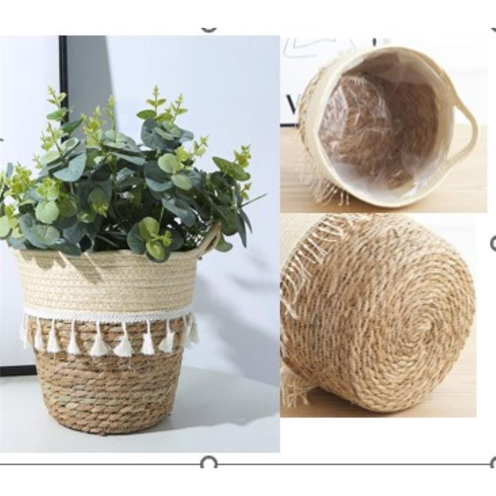 CL WOVEN BASKET POT/HANDLE GQ200 H16CM