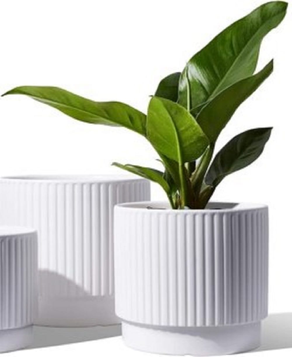 CL STRIPED CERAMIC POT GQ133-WE H12.3CM