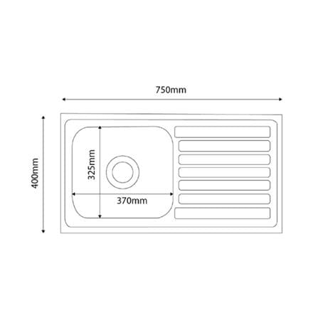 CABANA KITCHEN SINK 1 BOWL 1 DRAINER AP7540B 75CM STAINLESS STEEL
