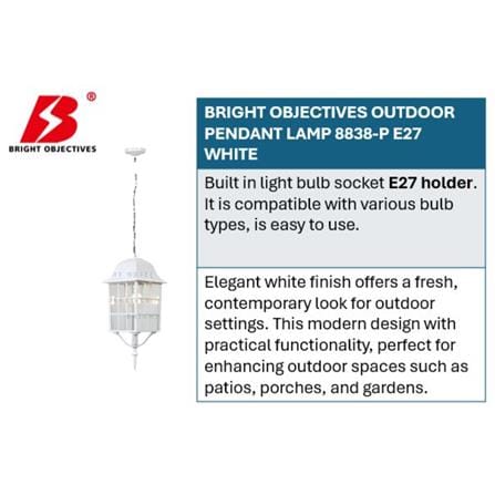 BRIGHT OBJECTIVES OUTDOOR PENDANT LAMP 8838-P E27 WHITE 14CM