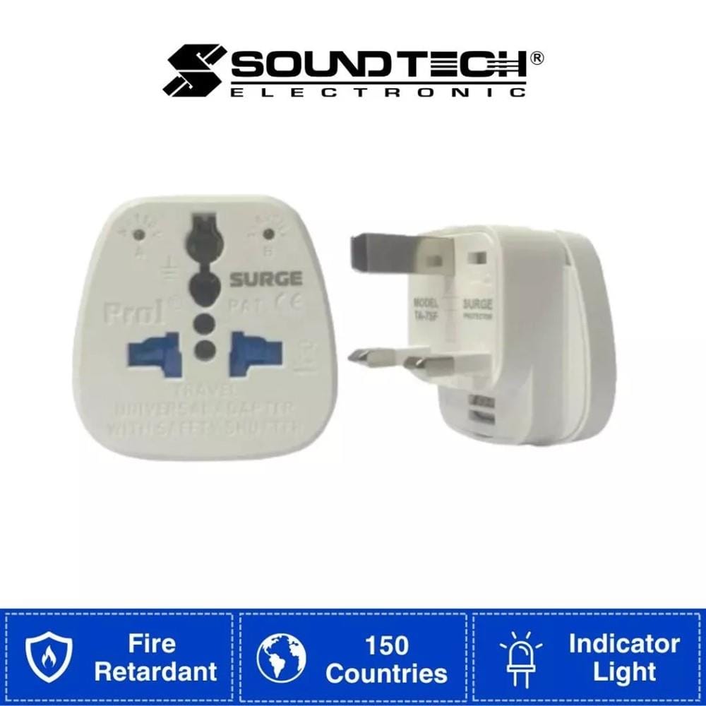 TRAVEL ADAPTOR MULTI. UNIVERSAL PLUG TYPE WITH SURGE PROTECTOR TA-7SF SOUNDTEOH