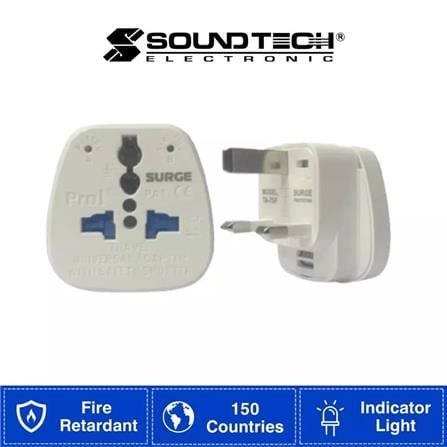 TRAVEL ADAPTOR MULTI. UNIVERSAL PLUG TYPE WITH SURGE PROTECTOR TA-7SF SOUNDTEOH