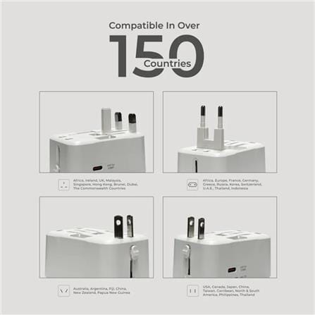 TRAVEL ADAPTOR WITH 20W USB A+C QUICK CHARGER TA-720 SOUNDTEOH WHITE