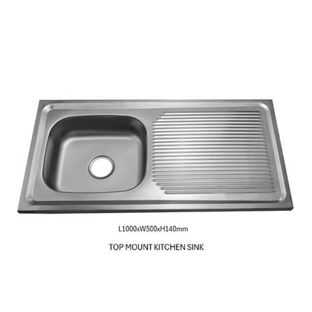 CABANA BUILT-IN KITCHEN TOP MOUNT SINK CKS1050 1BOWL 1DRAINER 100CM STAINLESS STEEL