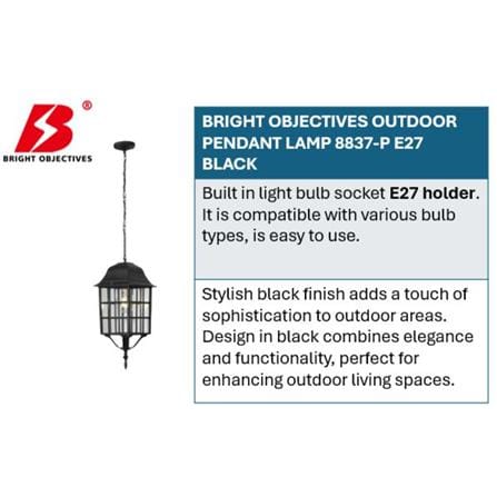 BRIGHT OBJECTIVES OUTDOOR PENDANT LAMP 8837-P E27 BLACK 14CM