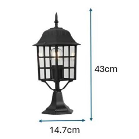 BRIGHT OBJECTIVES OUTDOOR GATE LAMP 8837-S E27 BLACK 14CM