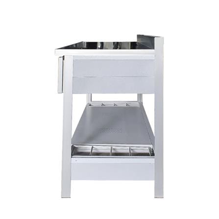 CABIN FREESTANDING DOUBLE GAS STOVE TABLE SIENA 90LX54WX89H SILVER